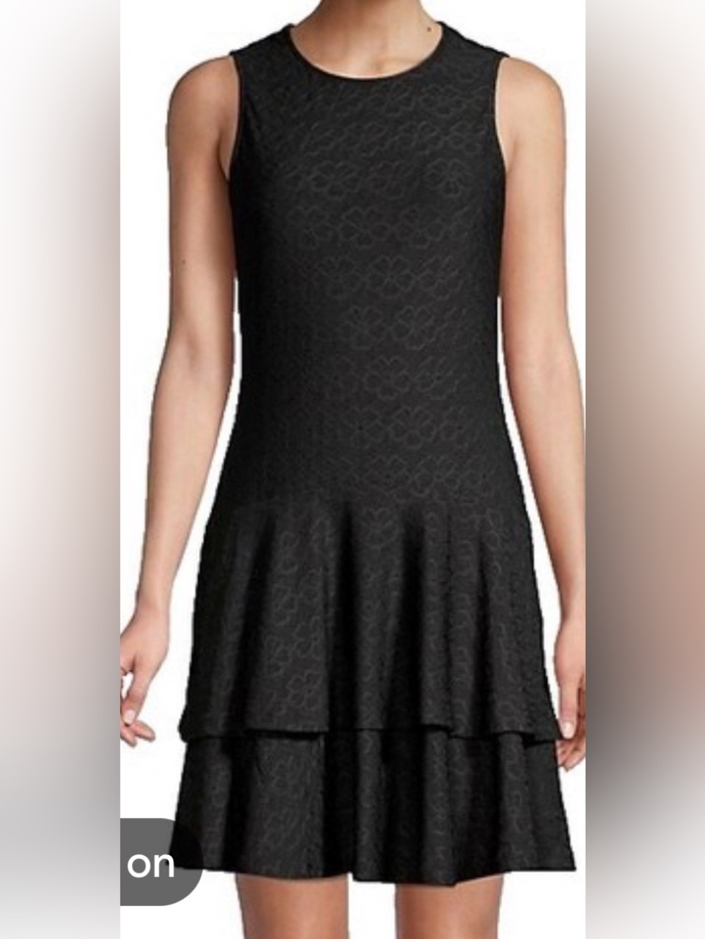 Michael Kors Black Sleeveless Tiered Eyelet Dress - Picture 8 of 11